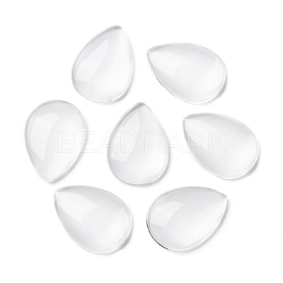 Transparent Teardrop Glass Cabochons GGLA-R024-25x18-1