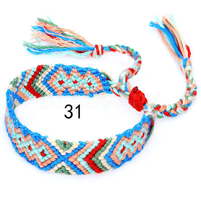 Cotton Braided Rhombus Pattern Cord Bracelet FIND-PW0013-003A-31-1