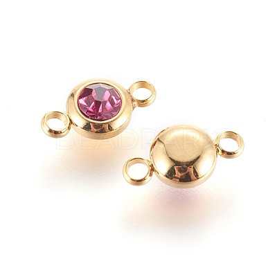 304 Stainless Steel Rhinestone Links connectors X-STAS-P237-17G-08-1