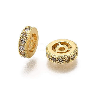 Brass Micro Pave Cubic Zirconia Beads KK-C106-24B-02-1
