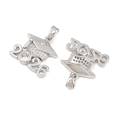 Brass Micro Pave Clear Cubic Zirconia Pendants KK-D223-01P-1