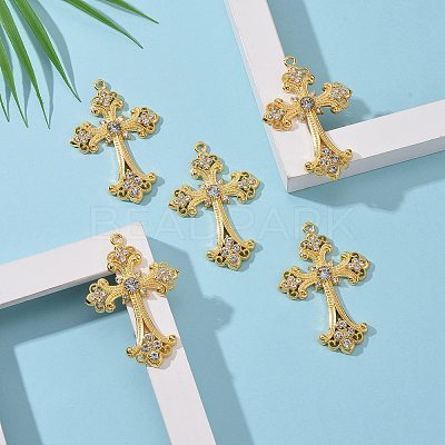 Alloy Rhinestone Cross Big Pendants LS-ALRI-1475-G-RS-1
