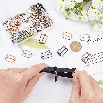 40Pcs 4 Colors Rectangle Alloy Slider Buckles DIY-BC0012-18-1