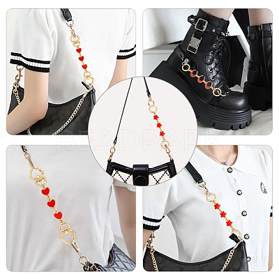 3Pcs 3 Styles Star Moon Heart Alloy Enamel Link Bag Extension Chains AJEW-AR0002-01-1