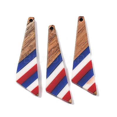 Independence Day Opaque Striped Resin & Walnut Wood Pendants RESI-U010-02F-1