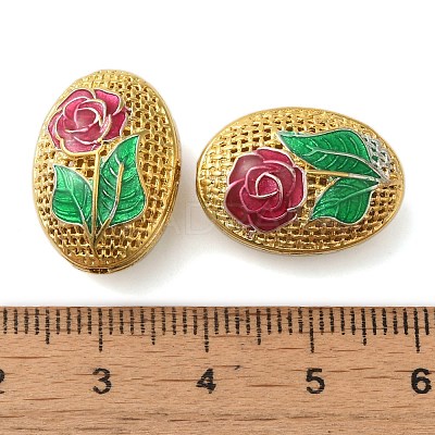 Rack Plating Brass Enamel Beads KK-P276-26C-02G-1