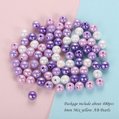 400Pcs 4 Colors Opaque Acrylic Beads MACR-SZ0001-79C-1