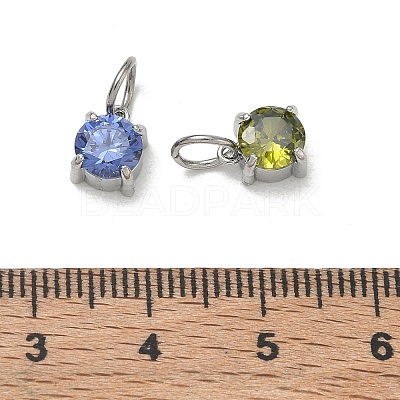 304 Stainless Steel Pave Cubic Zirconia Pendants CU-CBABCF3-04P-1