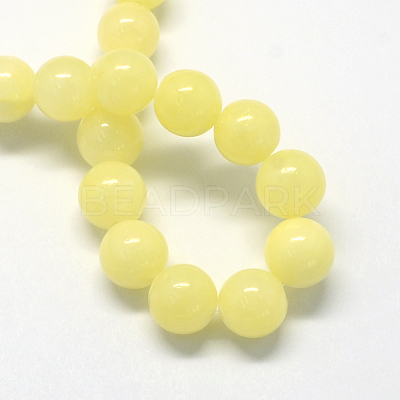 Natural Dyed Yellow Jade Gemstone Bead Strands X-G-R271-6mm-Y06-1