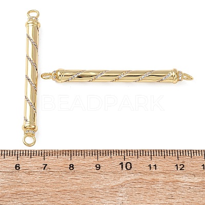 Brass Micro Pave Clear Cubic Zirconia Connector Charms KK-C143-10G-1