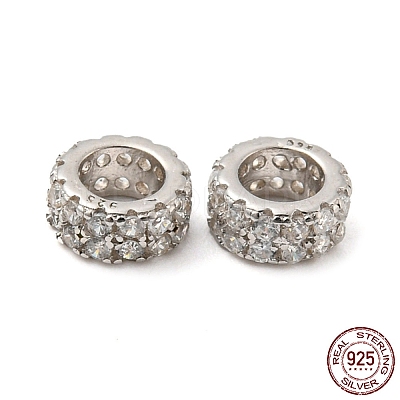 Rhodium Plated 925 Sterling Silver Spacer Beads STER-K176-05P-1