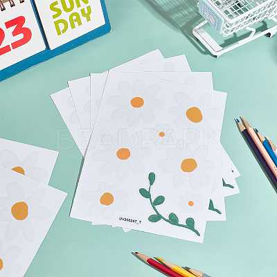 6 Sheets Daisy Flower PVC Sticker AJEW-WH0283-48-1