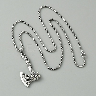 Alloy Pandant Necklace with Stainless Steel Box Chains for Men Women NJEW-WH0023-03P-03-1