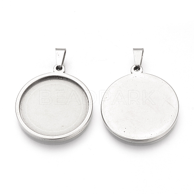 Tarnish Resistant 201 Stainless Steel Pendant Cabochon Settings STAS-S073-06P-1