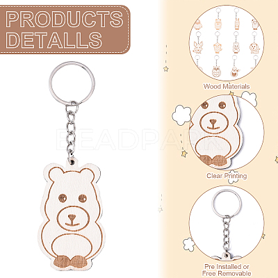 Animal Theme Wood Keychain Sets KEYC-YWC0001-04-1