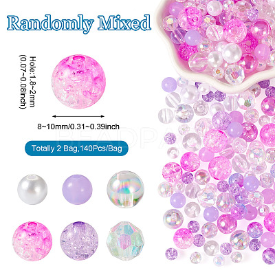 Transparent & Opaque Acrylic Bead OACR-TAC0002-08F-1