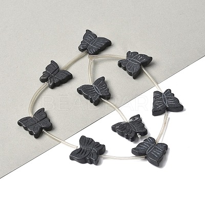 Natural Black Stone Beads Strands G-B136-A07-1
