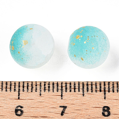 Frosted Baking Paint Crackle Glass Beads with Glitter Powder X1-DGLA-T004-01G-1
