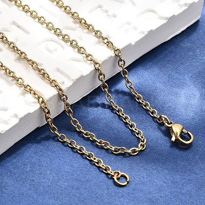 304 Stainless Steel Cable Chain Necklace Making STAS-P045-01G-A-1