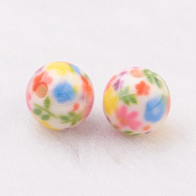 Spray Painted Resin Beads GLAA-F049-A16-1