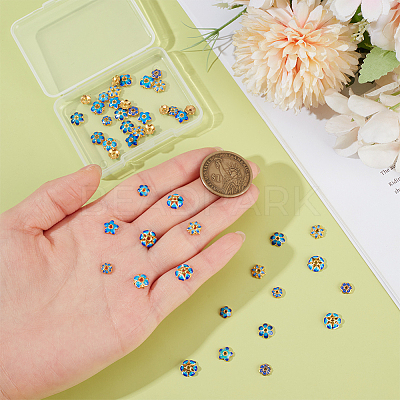 48Pcs 8 Styles Brass Enamel Bead Caps KK-PH0014-51-1