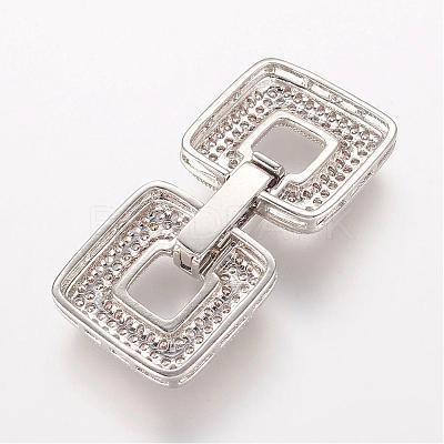 Brass Micro Pave Cubic Zirconia Fold Over Clasps ZIRC-J016-10P-1