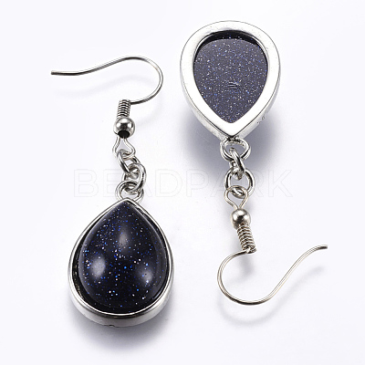 Natural & Synthetic Mixed Stone Dangle Earrings EJEW-P143-A-1
