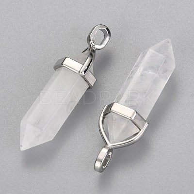 Natural Quartz Crystal Double Terminated Pointed Pendants X-G-F295-04G-1