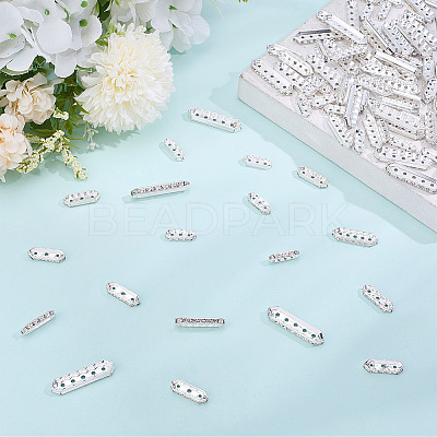 120Pcs 4 Styles Alloy Crystal Rhinestone Spacer Bars FIND-ME0004-07S-1
