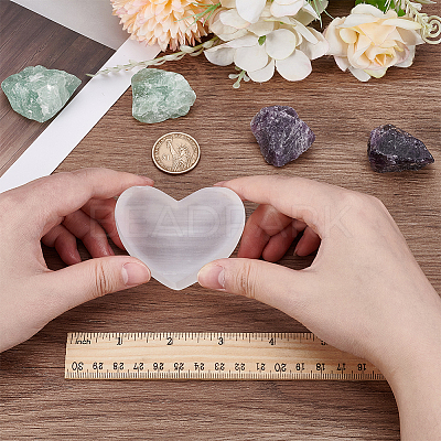 Heart Natural Selenite Decorative Bowls AJEW-WH0460-043A-1