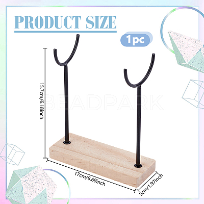 Alloy Crystal Wand Display Stands with Wooden Base BDIS-WH0014-07C-EB-1
