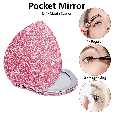 1Pc ABS & Glass Mirror Portable Makeup Folding Mirror AJEW-SP0001-60B-1