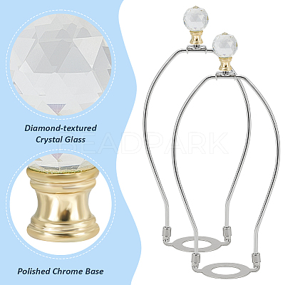 Glass Crystal Lamp Finials with Iron Finish Base FIND-WH0148-176B-1