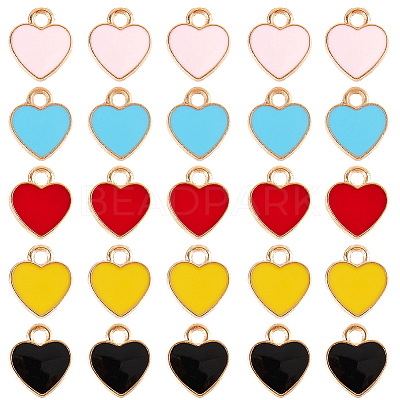 100Pcs 5 Colors Alloy Enamel Charms ENAM-SC0005-32-1