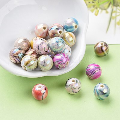 AB Color Wave Printed Acrylic Beads MACR-Q151A-M-1