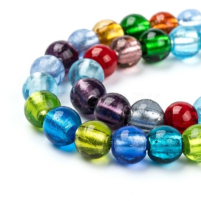 Handmade Silver Foil Glass Beads Strands X-SL02-1