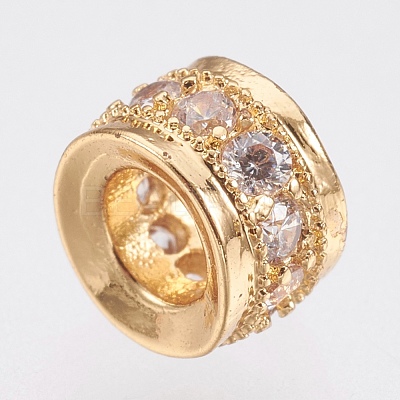 Brass Micro Pave Cubic Zirconia Beads ZIRC-F083-102G-RS-1