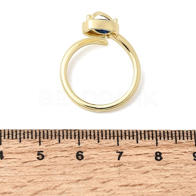 Brass Micro Pave Cubic Zirconia Cuff Open Rings for Women RJEW-L343-01G-05-1