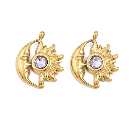 304 Stainless Steel Rhinestone Pendants STAS-Z166-24G-06-1