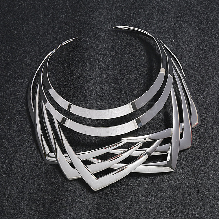 Iron Geometric Multi-Layer Cuff Statement Necklaces for Women WG85588-02-1