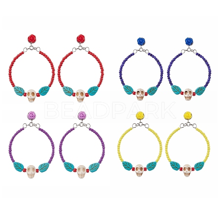 Glass Seed Beads Stud Earring EJEW-JE05982-1