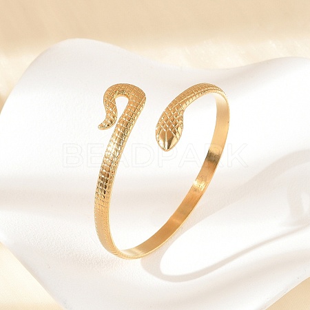 304 Stainless Steel Cuff Bangles for Women BJEW-B120-03G-01-1