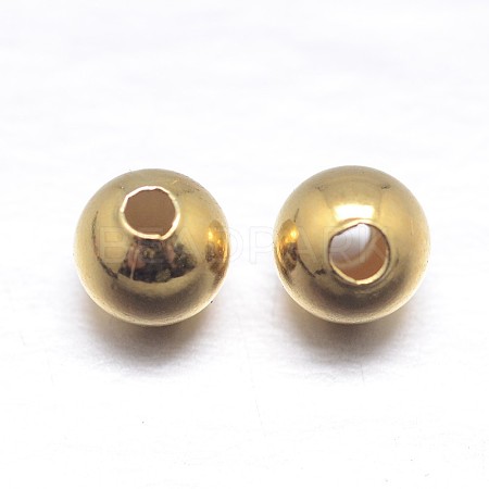 Real 18K Gold Plated Round Sterling Silver Spacer Beads X-STER-M103-04-4mm-G-1