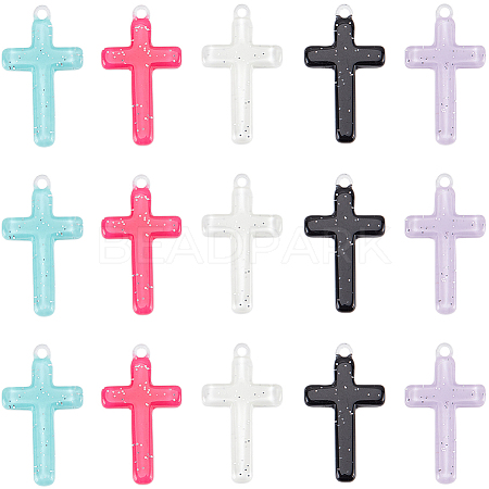 30Pcs 5 Colors Opaque Acrylic Pendants OACR-SC0001-35-1