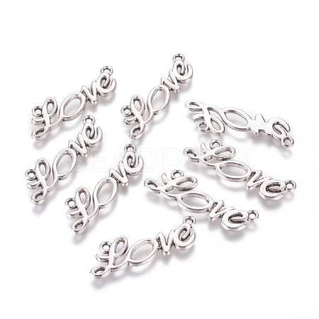 Antique Silver Valentine's Day Jewelry Making Tibetan Style Alloy Love Links connectors X-TIBEP-20237-AS-NR-1