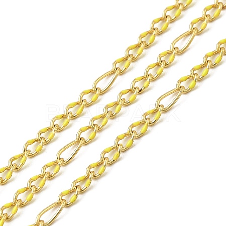 Handmade Brass Enamel Oval Link Chains CHC-L053-08G-03-1