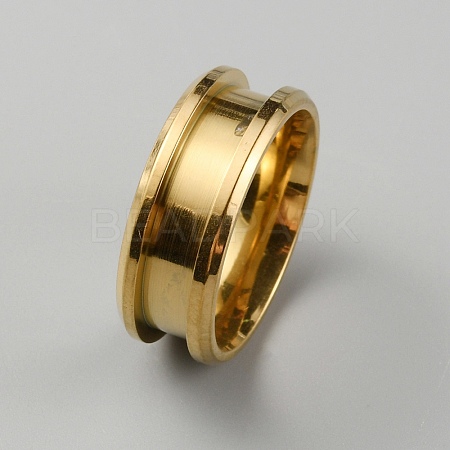 304 Stainless Steel Grooved Finger Ring Settings RJEW-WH0010-08B-G-1