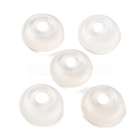 Natural White Chalcedony Flat Round Charms G-P537-03B-1