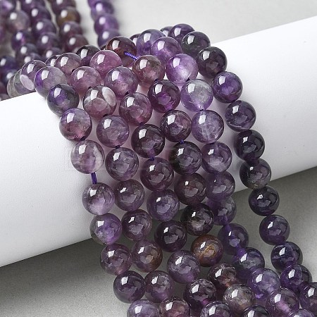 Natural Amethyst Beads Strands G-M445-8MM-01B-1