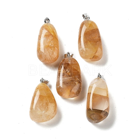 Natural Yellow Hematoid Quartz Pendants G-P525-01P-04-1